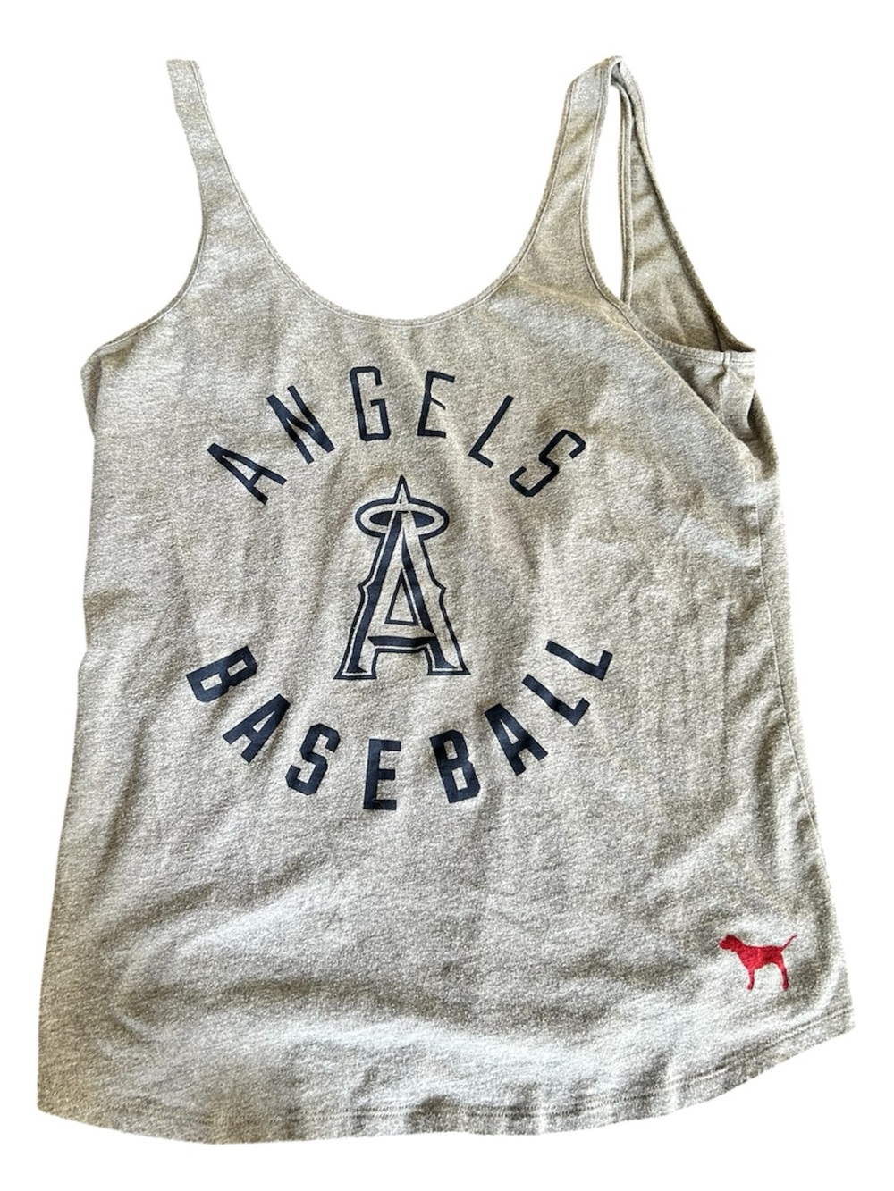 Pink Victoria’s Secret angels baseball collab mlb tank top gray low back